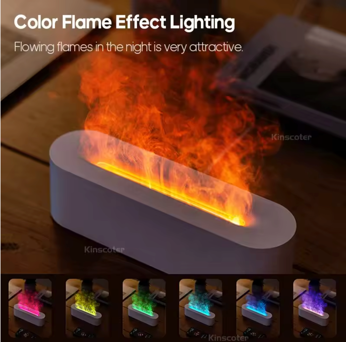 RGB Flame Aroma Diffuser & Humidifier – 7-Color LED Light & Air Purifier